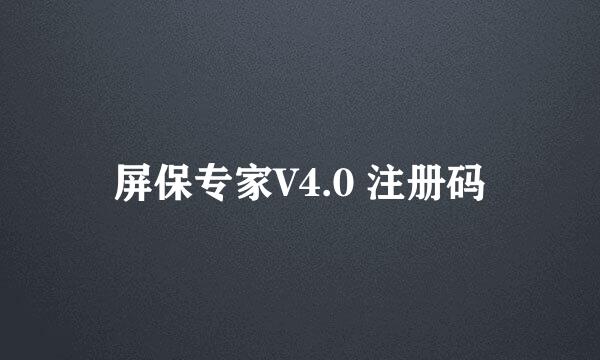 屏保专家V4.0 注册码