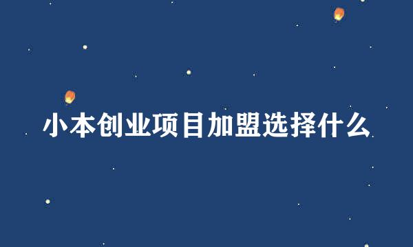 小本创业项目加盟选择什么