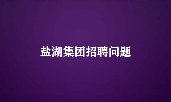 盐湖集团招聘问题