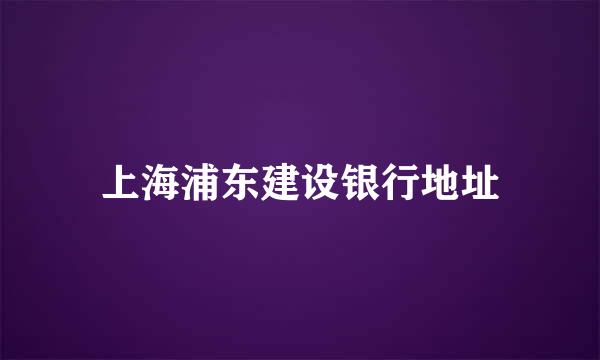 上海浦东建设银行地址