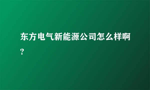 东方电气新能源公司怎么样啊?