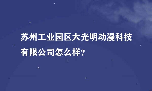 苏州工业园区大光明动漫科技有限公司怎么样？