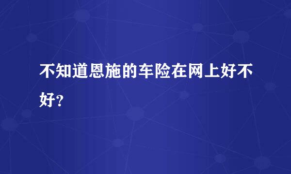 不知道恩施的车险在网上好不好？