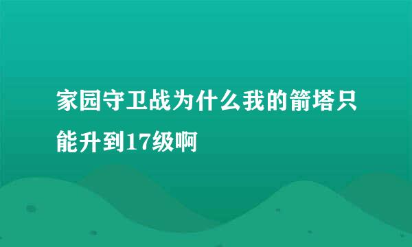 家园守卫战为什么我的箭塔只能升到17级啊