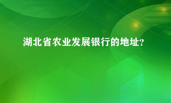 湖北省农业发展银行的地址？