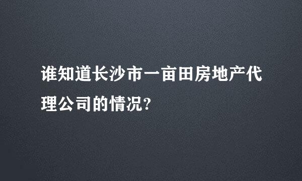 谁知道长沙市一亩田房地产代理公司的情况?