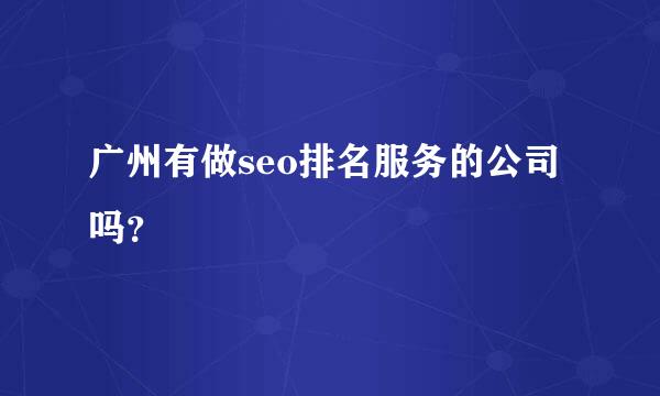 广州有做seo排名服务的公司吗？