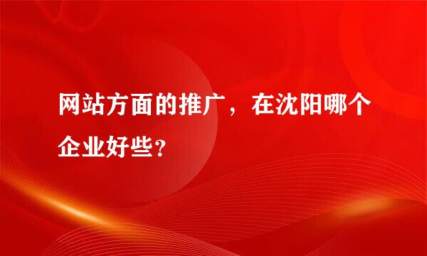 网站方面的推广，在沈阳哪个企业好些？