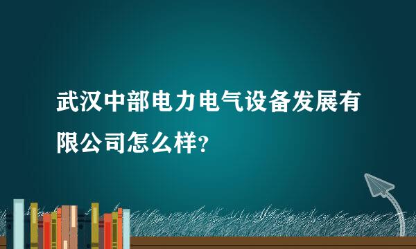 武汉中部电力电气设备发展有限公司怎么样？