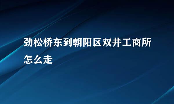 劲松桥东到朝阳区双井工商所怎么走