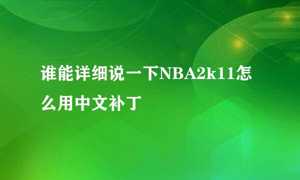 谁能详细说一下NBA2k11怎么用中文补丁