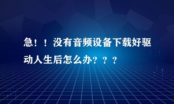 急！！没有音频设备下载好驱动人生后怎么办？？？