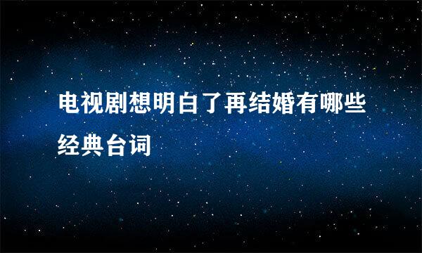 电视剧想明白了再结婚有哪些经典台词