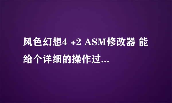 风色幻想4 +2 ASM修改器 能给个详细的操作过程吗？？？