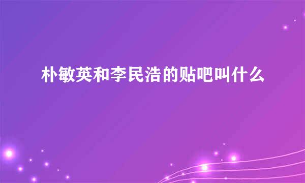 朴敏英和李民浩的贴吧叫什么