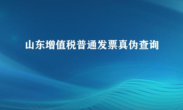 山东增值税普通发票真伪查询