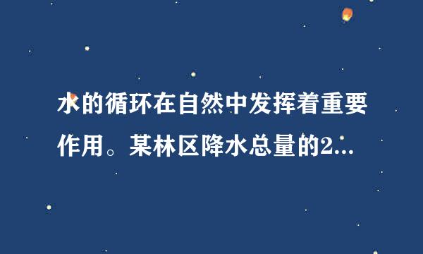 水的循环在自然中发挥着重要作用。某林区降水总量的2/5会被蒸发，返回大气，其余的水被森林吸收或渗透