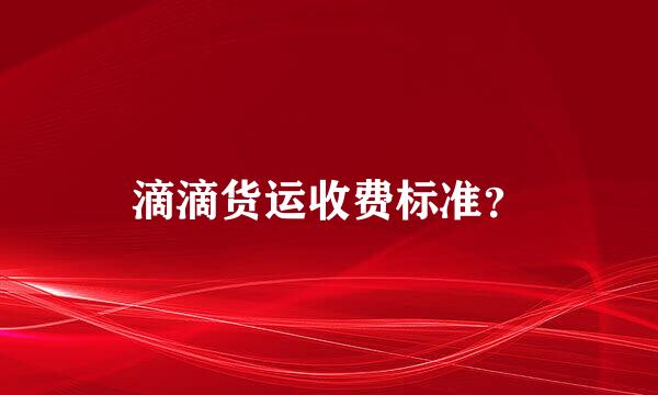 滴滴货运收费标准？