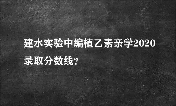 建水实验中编植乙素亲学2020录取分数线？