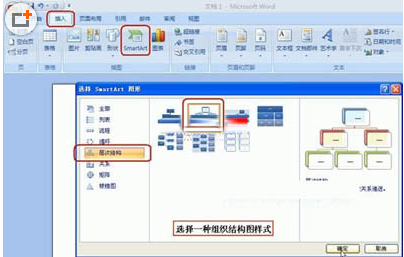 如何在Word2007中快速制作组来自织结构图