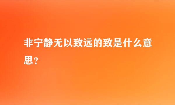 非宁静无以致远的致是什么意思？