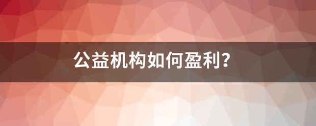 公益机构如何盈利？