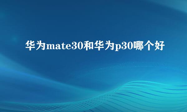 华为mate30和华为p30哪个好