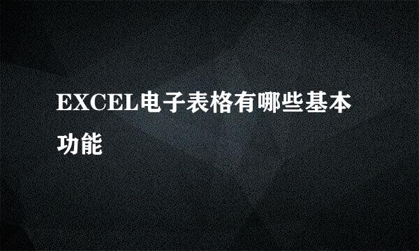 EXCEL电子表格有哪些基本功能