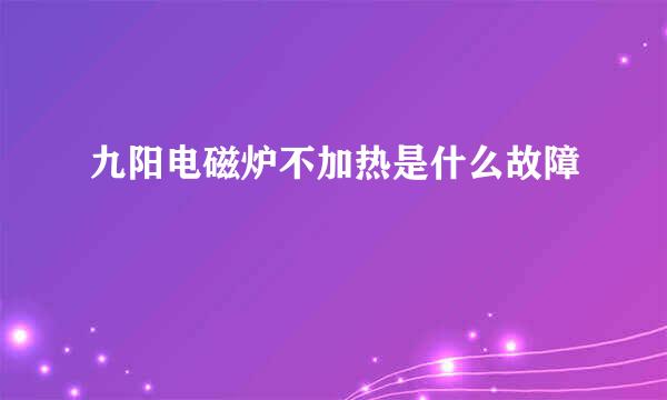 九阳电磁炉不加热是什么故障