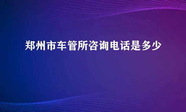 郑州市车管所咨询电话是多少