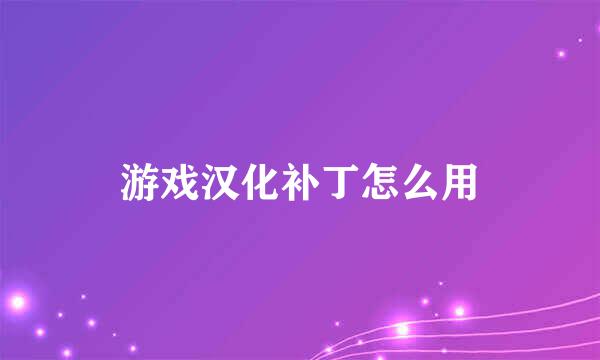 游戏汉化补丁怎么用