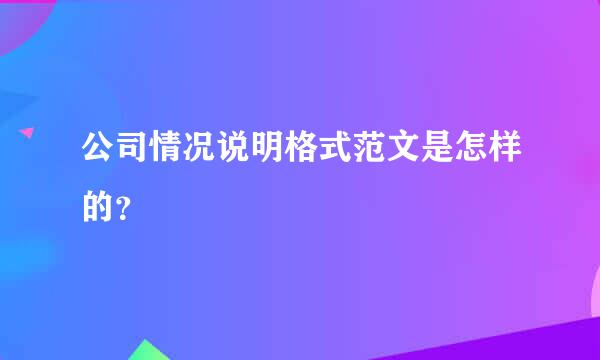 公司情况说明格式范文是怎样的？