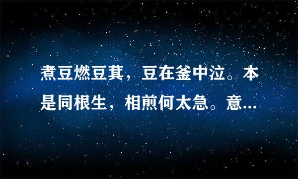 煮豆燃豆萁，豆在釜中泣。本是同根生，相煎何太急。意思是什么？