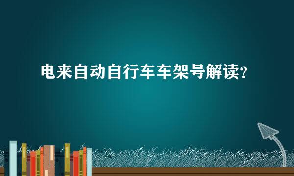 电来自动自行车车架号解读？