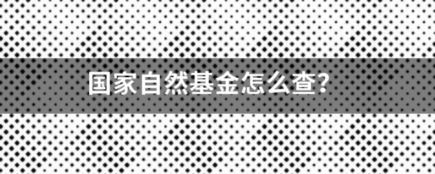 国家自然基金怎么查？