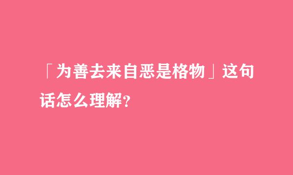 「为善去来自恶是格物」这句话怎么理解？