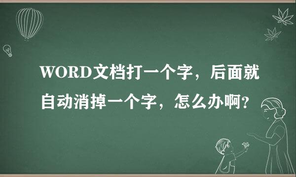 WORD文档打一个字，后面就自动消掉一个字，怎么办啊？