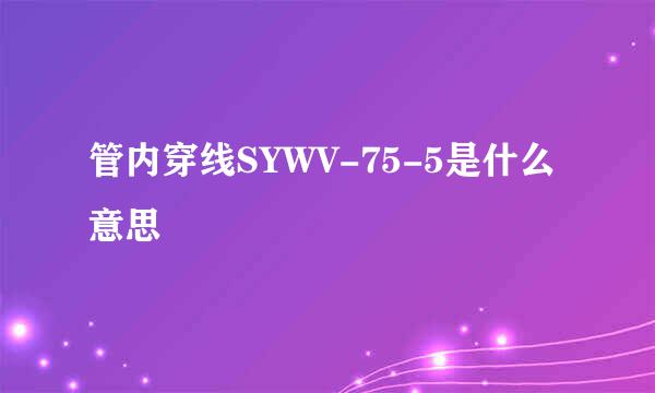 管内穿线SYWV-75-5是什么意思