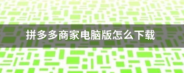 拼多多商家电脑版日便怎么下载