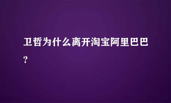 卫哲为什么离开淘宝阿里巴巴？