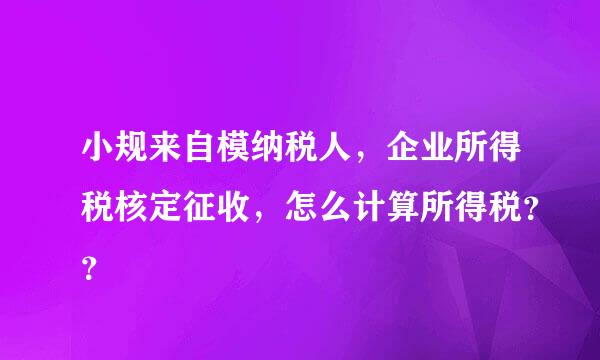 小规来自模纳税人，企业所得税核定征收，怎么计算所得税？？