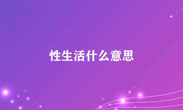 性生活什么意思