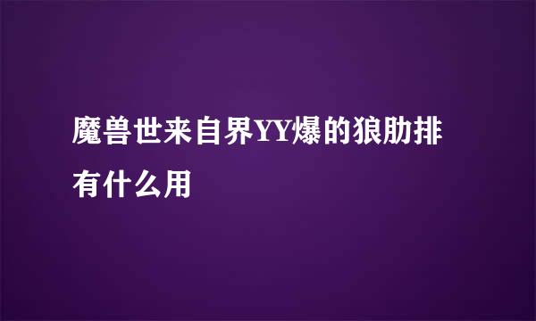 魔兽世来自界YY爆的狼肋排有什么用