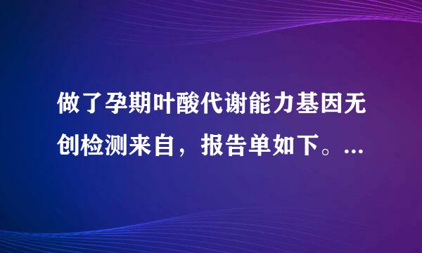 做了孕期叶酸代谢能力基因无创检测来自，报告单如下。请医...