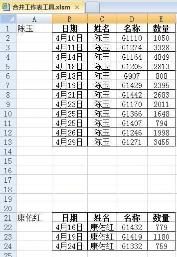 如何把几张excel表格合成一个