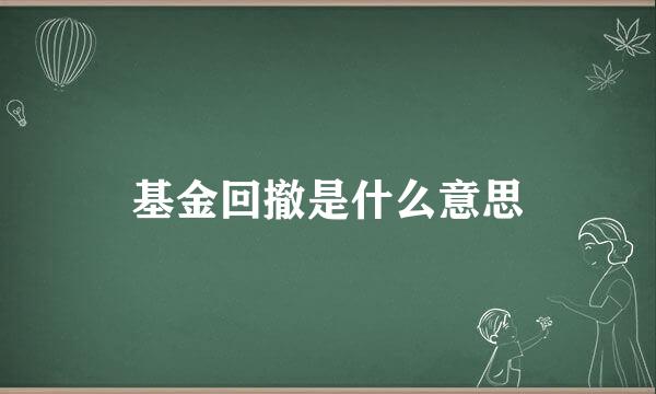 基金回撤是什么意思