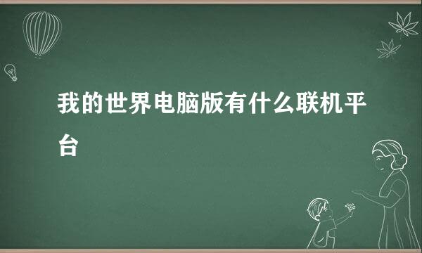 我的世界电脑版有什么联机平台