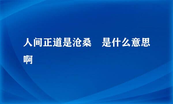 人间正道是沧桑 是什么意思啊