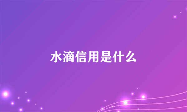 水滴信用是什么