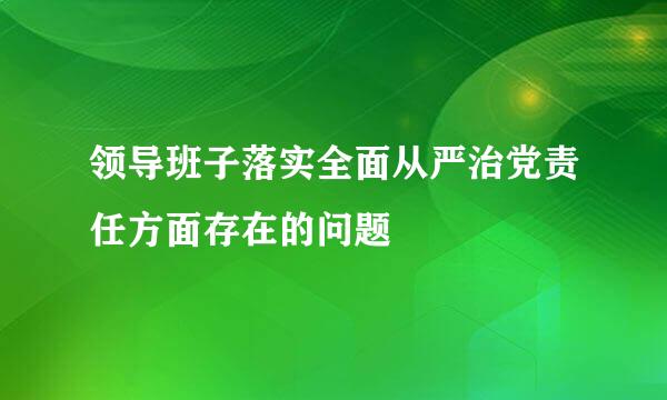 领导班子落实全面从严治党责任方面存在的问题